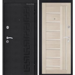 Входная дверь МетаЛюкс Стандарт М531 Черный шелк / ЭКО дуб молочный вертикальный